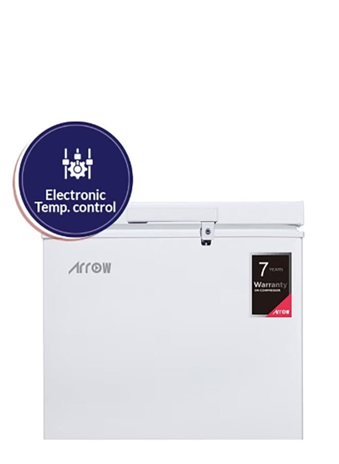 Arrow Chest Freezer 100L 3.5 Cu.Ft with Energy Saving, Super Freeze, Electronic Temperature Control, Manual Defrost, Recessed External Handle, Wheels, White Finish | RO-160F  - Image 3