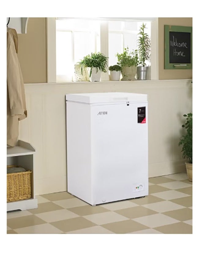 Arrow Chest Freezer 100L 3.5 Cu.Ft with Energy Saving, Super Freeze, Electronic Temperature Control, Manual Defrost, Recessed External Handle, Wheels, White Finish | RO-160F  - Image 5