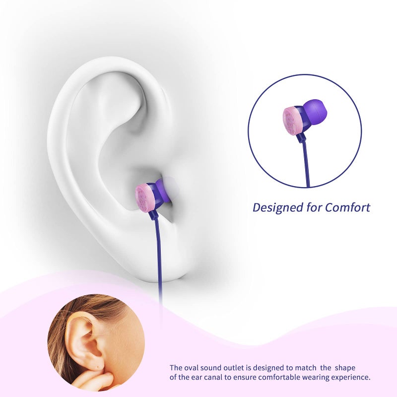 AnRuk Cute Donut Earbuds for Kids, Kid Size Wired Earbud & in-Ear Headphones with Microphone and Lovely Earphones Storage Case Gifts for School Girls and Boys (Purple) - Image 2