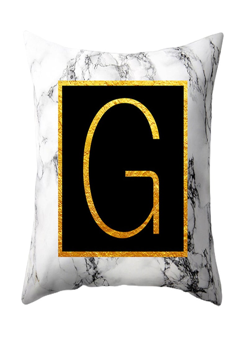 غطاء وسادة أريكة بأحرف ذهبية رخامية، غطاء وسادة 45 × 45 سم - Image 1
