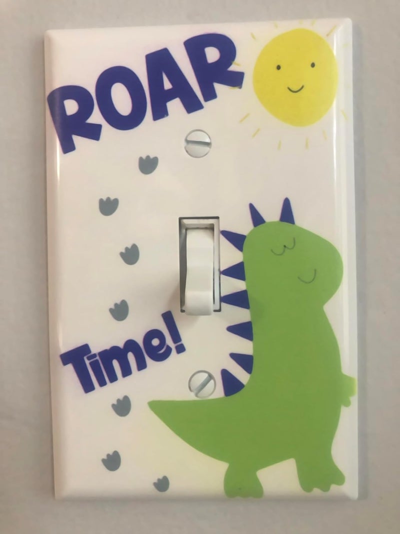 Create-A-Mural Dinosaur Boys Room Light Switch Cover Plate Kids Decorative Nursery Teen Toddler Room Decor Bedroom Bathroom Playroom (Dino Roar) - Image 1
