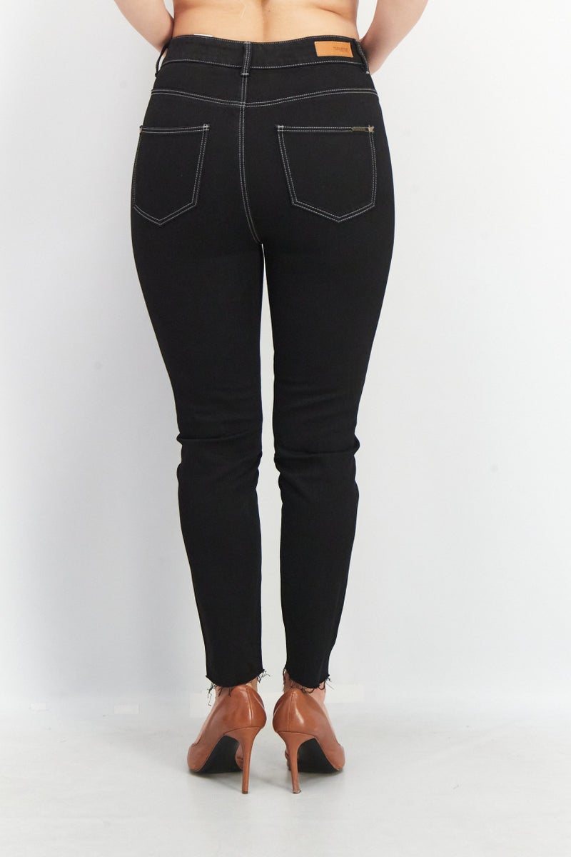 VERO MODA جينز نسائي بقصة عادية سادة قابل للتمدد، أسود - Image 4