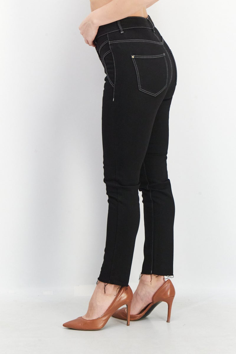 VERO MODA جينز نسائي بقصة عادية سادة قابل للتمدد، أسود - Image 2