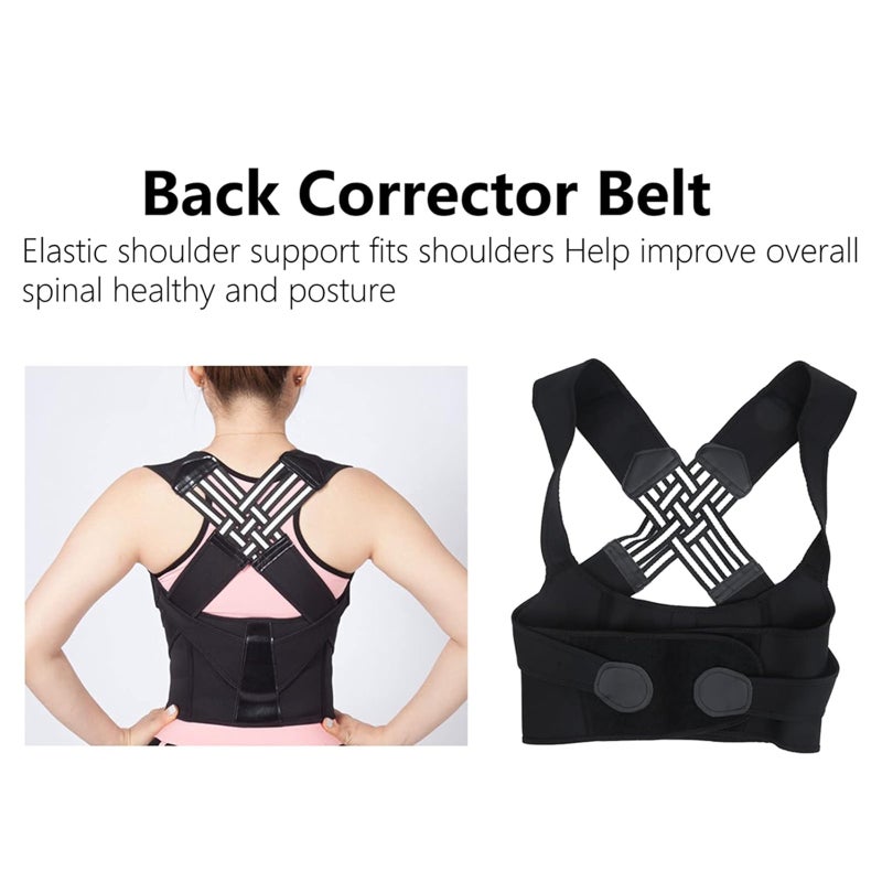 Back Posture Corrector: XXXL Black Breathable Elastic - Relieve Back Pain Fatigue Back Support Brace for Women Office & Daily Use - Image 2