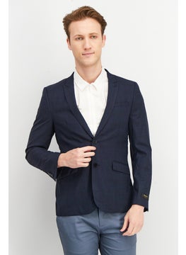SELECTED Men Regular Fit Textured Long Sleeve Blazer, Midnight Blue  - Image 1