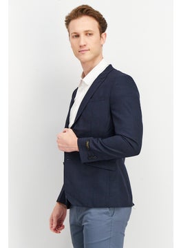 SELECTED Men Regular Fit Textured Long Sleeve Blazer, Midnight Blue  - Image 3