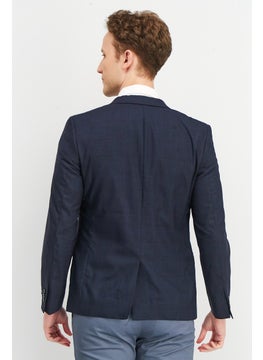 SELECTED Men Regular Fit Textured Long Sleeve Blazer, Midnight Blue  - Image 4