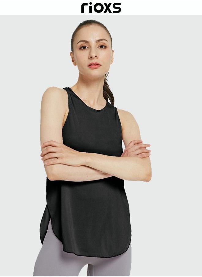 RIOXS - Women's Workout Tank Top Sleeveless Yoga Top Loose Fit Running Exercise Shirts Vest - Image 1