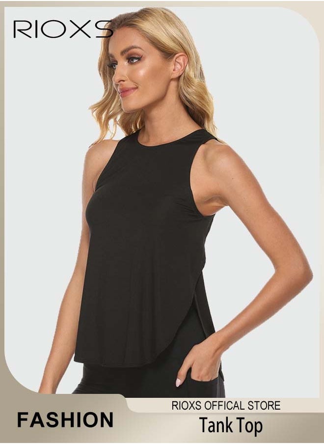 RIOXS - Women's Workout Tank Top Sleeveless Yoga Top Loose Fit Running Exercise Shirts Vest - Image 1
