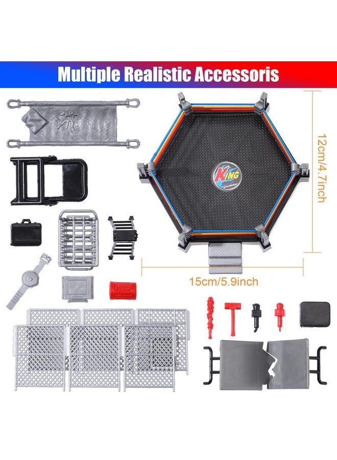 Skylety ألعاب مصارعة سكايليتي 32 قطعة مع 12 شخصية مصارع مصغرة ، 20 ملحقات واقعية مجموعة ألعاب مصارعة حقيقية هدايا للأطفال - Image 3
