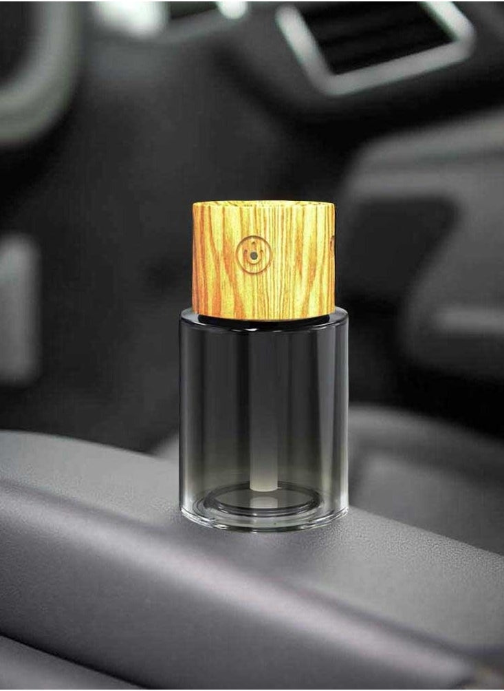 Smart Car Air Freshener, Wooden Top Car Air Freshener Diffuser  and Perfume Oil, Rechargeable Car Aroma Diffuser, Auto On/Off Intelligent Car Diffuser with Star Projection