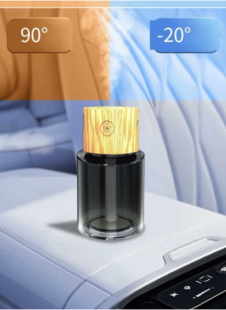 Smart Car Air Freshener, Wooden Top Car Air Freshener Diffuser  and Perfume Oil, Rechargeable Car Aroma Diffuser, Auto On/Off Intelligent Car Diffuser with Star Projection