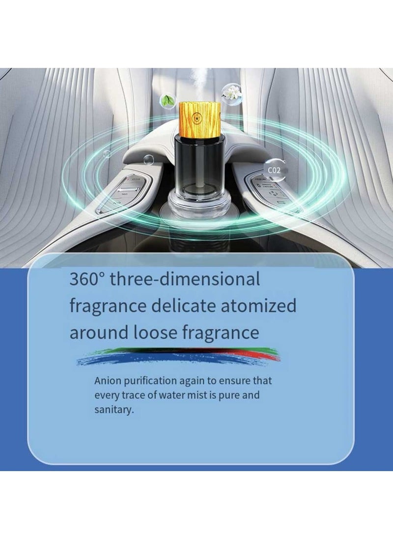 Smart Car Air Freshener, Wooden Top Car Air Freshener Diffuser  and Perfume Oil, Rechargeable Car Aroma Diffuser, Auto On/Off Intelligent Car Diffuser with Star Projection