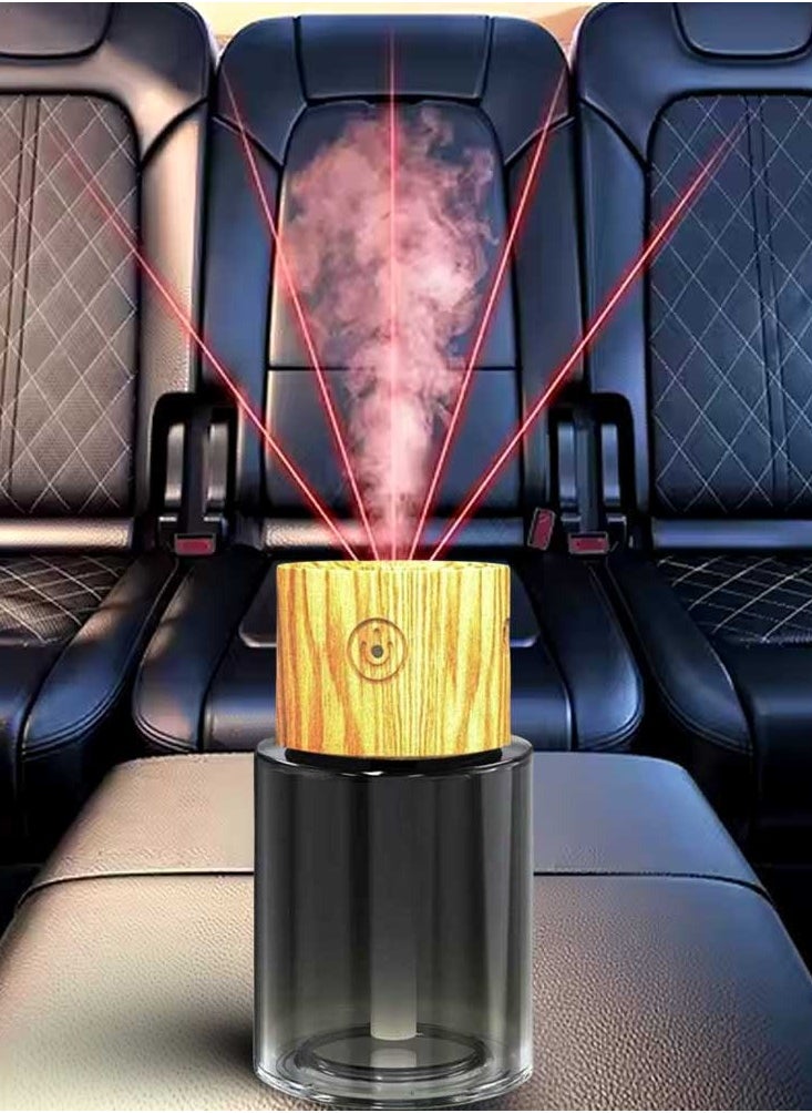 Smart Car Air Freshener, Wooden Top Car Air Freshener Diffuser  and Perfume Oil, Rechargeable Car Aroma Diffuser, Auto On/Off Intelligent Car Diffuser with Star Projection