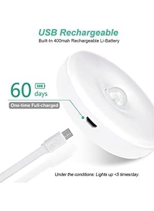 Dhanuom Dhanuom Wireless Self Adhesive LED Magnetic Motion Activated Light Motion Sensor Rechargeable Light 1Pcs  - Image 2