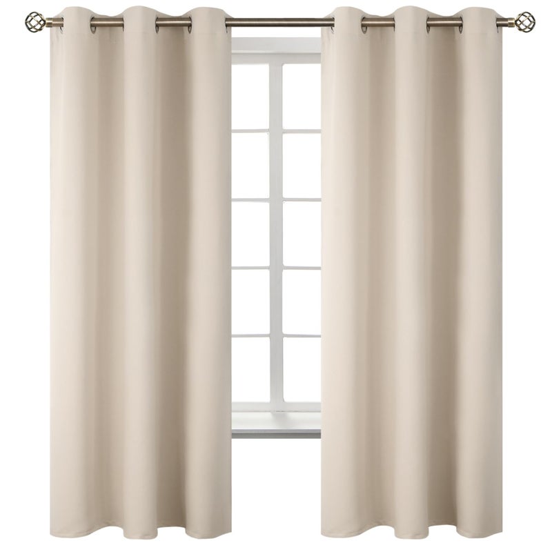 BGment Blackout Curtains - Grommet Thermal Insulated Room Darkening Bedroom and Living Room Curtains  Set of 2 Panels (42 x 72 Inch  Champagne) - Image 1