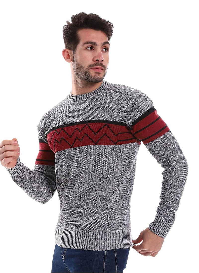 Wool Mens Pullover With Multi Design