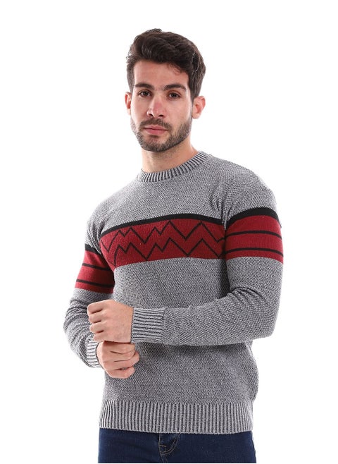 Wool Mens Pullover With Multi Design