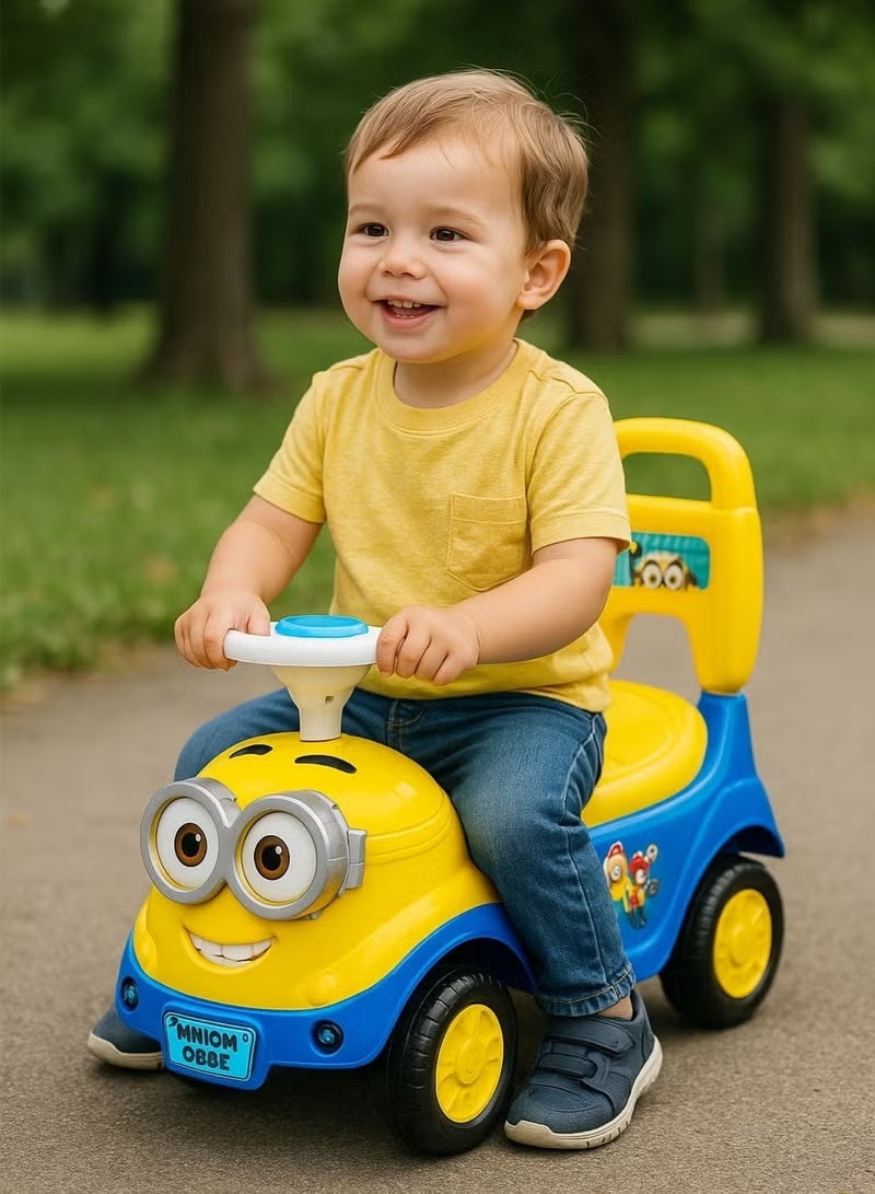 Ride-On Car for Toddlers – Cute Yellow and Blue Push Car with Non-Slip Handle, Storage Box, Easy Maneuverability – Safe, Durable Toddler Ride On Toy – Perfect Birthday Gift for Boys & Girls - Image 3