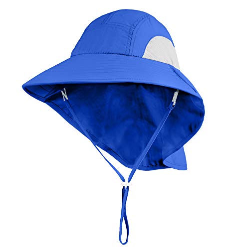 Connectyle Kids Large Brim UV Protection Sun Hat with Neck Flap Mesh Fishing Cap (Blue) - Image 5