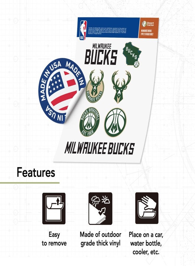 Desert Cactus Milwaukee Bucks NBA Officially Licensed Sticker Vinyl Decal Laptop Water Bottle Car Scrapbook (Type 2) - Image 4