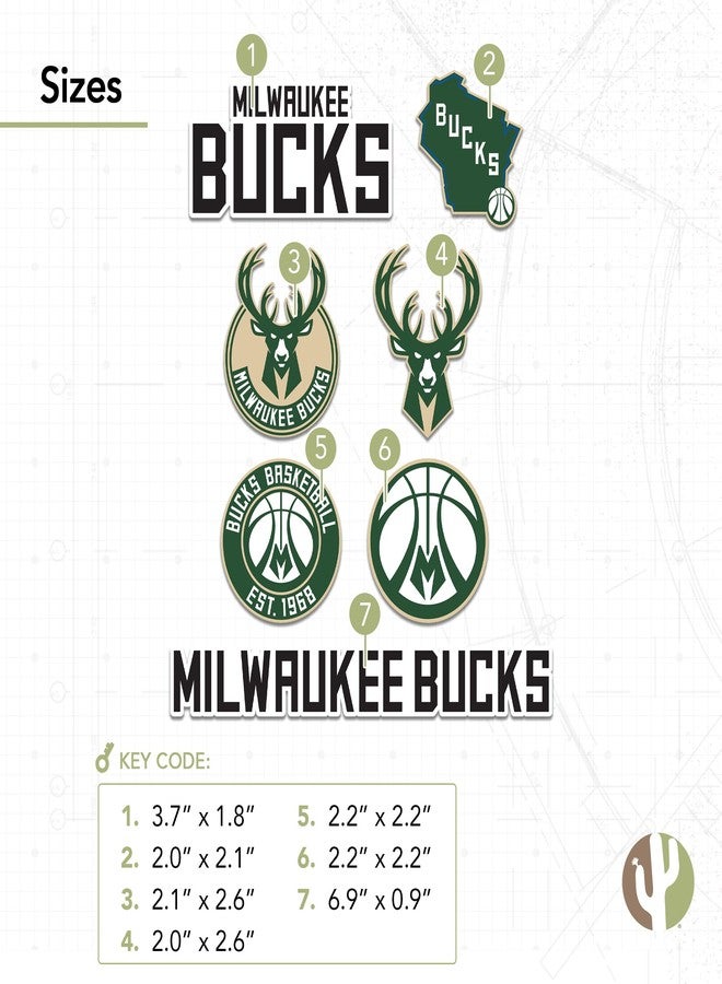 Desert Cactus Milwaukee Bucks NBA Officially Licensed Sticker Vinyl Decal Laptop Water Bottle Car Scrapbook (Type 2) - Image 3