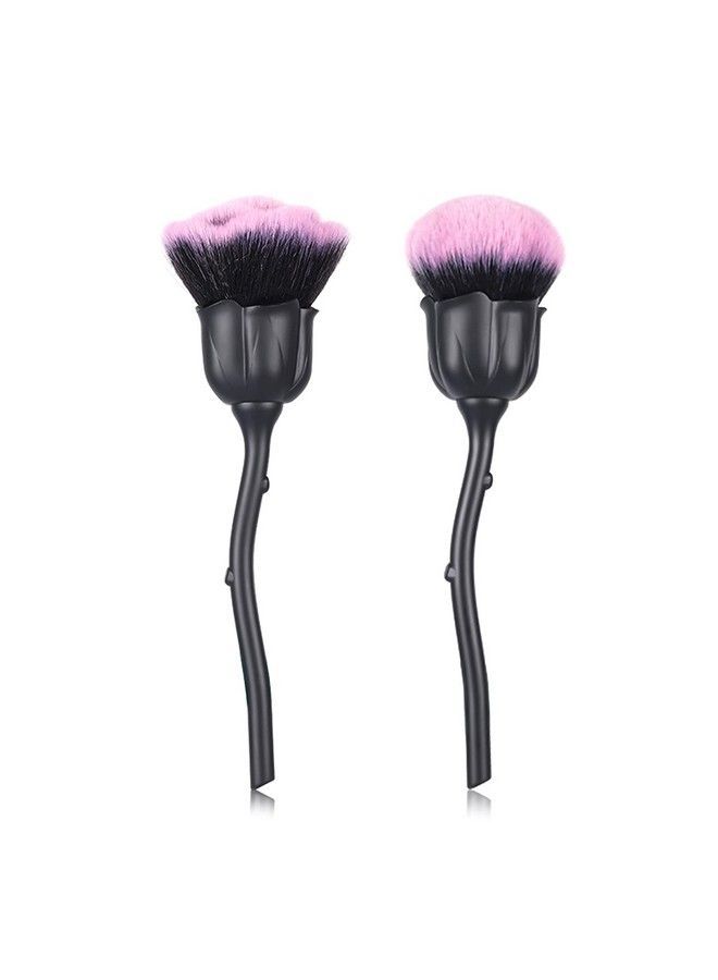 JERCLITY 2 Pieces Rose Makeup Brushes Blush Brush Super Large Face Powder Makeup Brushes For Powder Cosmetic Nail Dust Brush Loose Powder Brush Makeup Manicure Dust Remover Brush For Clean (Black) - Image 1