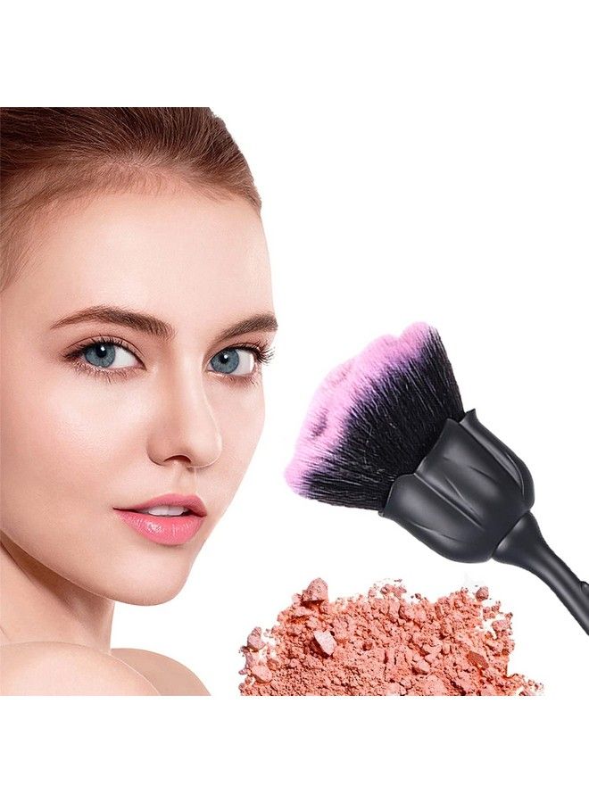 JERCLITY 2 Pieces Rose Makeup Brushes Blush Brush Super Large Face Powder Makeup Brushes For Powder Cosmetic Nail Dust Brush Loose Powder Brush Makeup Manicure Dust Remover Brush For Clean (Black) - Image 3