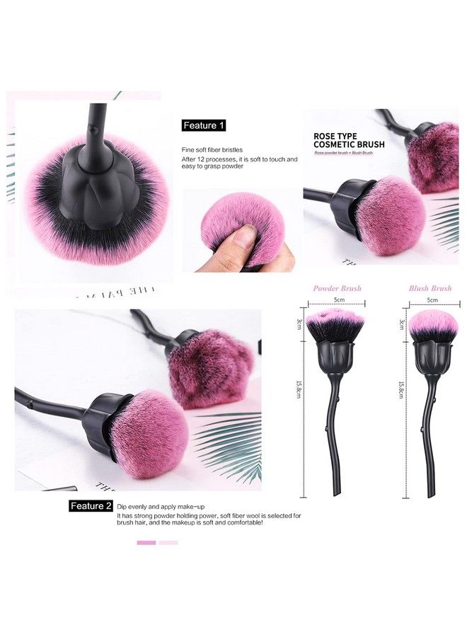 JERCLITY 2 Pieces Rose Makeup Brushes Blush Brush Super Large Face Powder Makeup Brushes For Powder Cosmetic Nail Dust Brush Loose Powder Brush Makeup Manicure Dust Remover Brush For Clean (Black) - Image 5