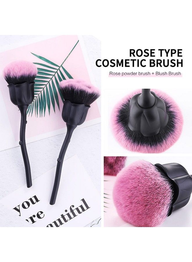 JERCLITY 2 Pieces Rose Makeup Brushes Blush Brush Super Large Face Powder Makeup Brushes For Powder Cosmetic Nail Dust Brush Loose Powder Brush Makeup Manicure Dust Remover Brush For Clean (Black) - Image 4