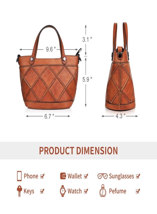 BILIYA Genuine Leather Small Handbag for Women Crossbody Shoulder Bag Top Handle Purse Vintage Style Hand Stitched Patchwork with Adjustable Strap - Image 5
