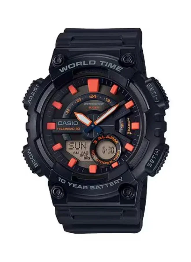كاسيو Men's Analog-Digital Display Watch With Black Resin Strap - AEQ-110W-1A2