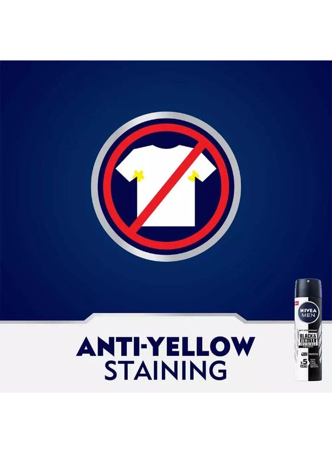 NIVEA MEN Black and White Invisible Original Deo Spray, Antiperspirant for Men, Spray 150ml - Image 4