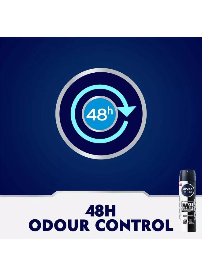 NIVEA MEN Black and White Invisible Original Deo Spray, Antiperspirant for Men, Spray 150ml - Image 3