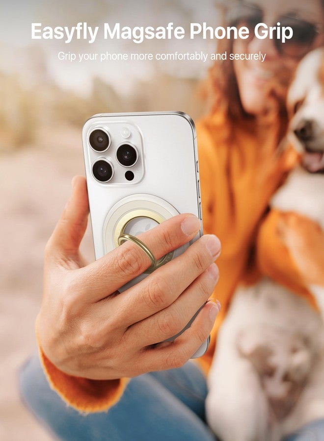 andobil [2025 Upgraded Magnetic Phone Grip for MagSafe [Strongest Magnet Power] Magnetic Phone Ring Holder Compatible with MagSafe Accessories, iPhone 16 Plus 15 14 13 Pro Max Mini Oval-White - Image 4