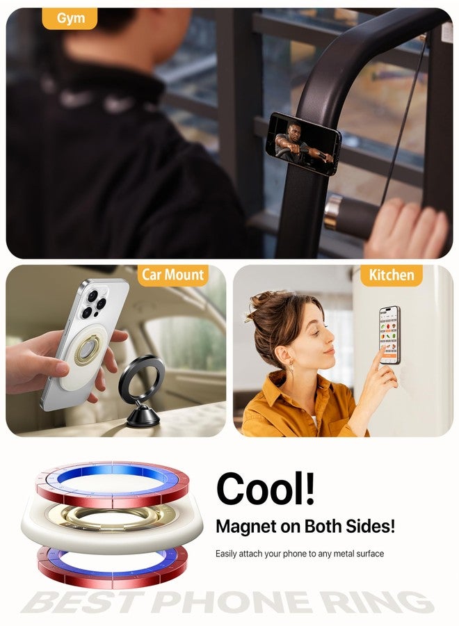 andobil [2025 Upgraded Magnetic Phone Grip for MagSafe [Strongest Magnet Power] Magnetic Phone Ring Holder Compatible with MagSafe Accessories, iPhone 16 Plus 15 14 13 Pro Max Mini Oval-White - Image 3