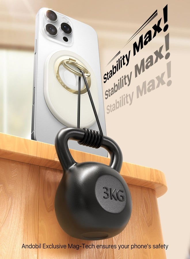 andobil [2025 Upgraded Magnetic Phone Grip for MagSafe [Strongest Magnet Power] Magnetic Phone Ring Holder Compatible with MagSafe Accessories, iPhone 16 Plus 15 14 13 Pro Max Mini Oval-White - Image 2