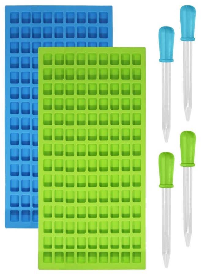 SENHAI 2 Packs Square Silicone Mold, 126 Cavity Flexible and Non-stick Ice Cube Trays Candy Fudge Chocolate Jelly Molds - 1 Blue & 1 Green - Image 1