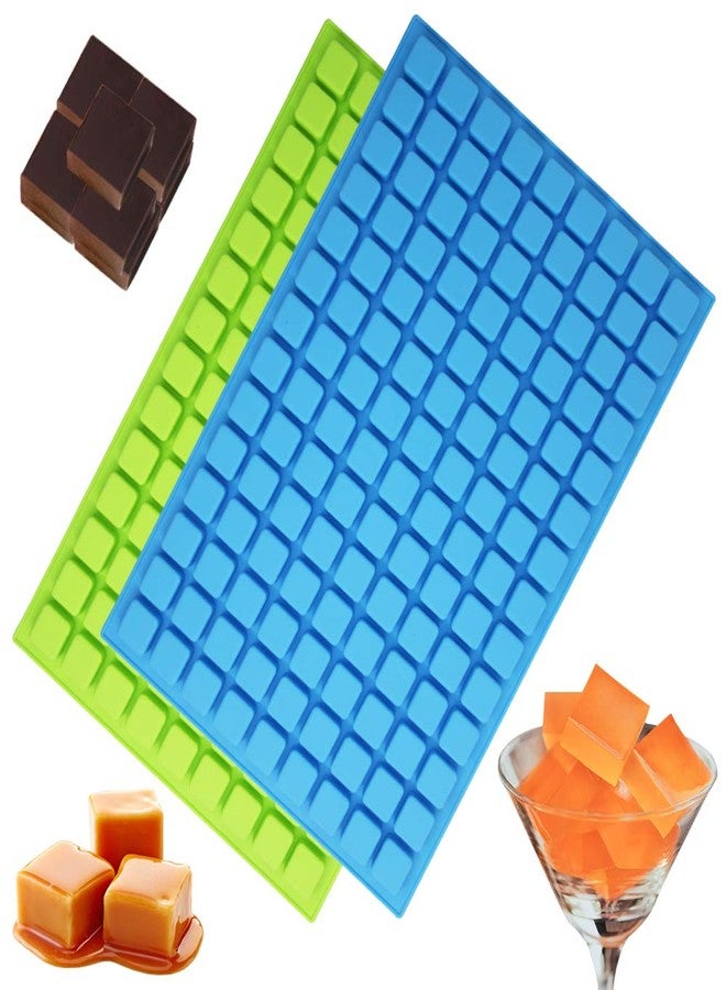 SENHAI 2 Packs Square Silicone Mold, 126 Cavity Flexible and Non-stick Ice Cube Trays Candy Fudge Chocolate Jelly Molds - 1 Blue & 1 Green - Image 2