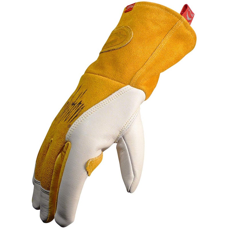 Caiman Premium Cow Grain MIGStick Welding Gloves TwoLayer Back Insulation Unlined Large Pulse Protector Kevlar Kontour WhiteGold Medium 18104 - Image 4