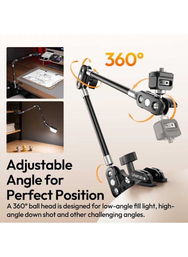 ULANZI 22'' CO78 Magic Arm w Desk C Clamp, Camera Mount Articulating Friction Arm w Super Clamp, 1/4" & ARRI Pins, Overhead Phone Mount Holder Stand, 1kg f Phone & Action Cam, Video Light - Image 2
