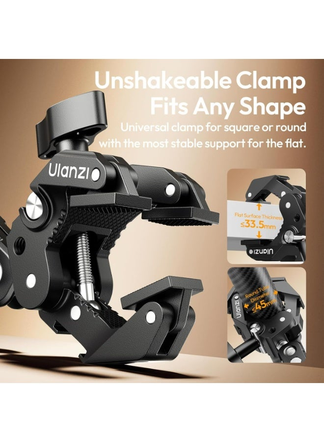 ULANZI 22'' CO78 Magic Arm w Desk C Clamp, Camera Mount Articulating Friction Arm w Super Clamp, 1/4" & ARRI Pins, Overhead Phone Mount Holder Stand, 1kg f Phone & Action Cam, Video Light - Image 4