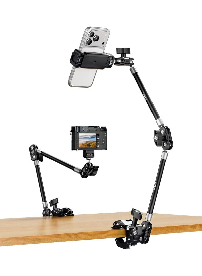 ULANZI 22'' CO78 Magic Arm w Desk C Clamp, Camera Mount Articulating Friction Arm w Super Clamp, 1/4" & ARRI Pins, Overhead Phone Mount Holder Stand, 1kg f Phone & Action Cam, Video Light - Image 1