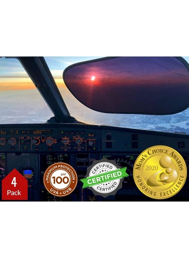 KINDER FLUFF Car Window Shade (4Pack)-The Only Certified Cockpit & Car Window Sun Shade for Baby & Pilots Proven to Block 99.95% UVR -Mom's Choice Gold Award- Aircraft & Car Seat Sun Protection - S - Image 1
