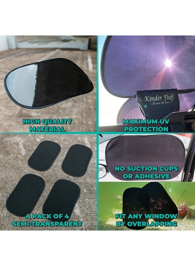 KINDER FLUFF Car Window Shade (4Pack)-The Only Certified Cockpit & Car Window Sun Shade for Baby & Pilots Proven to Block 99.95% UVR -Mom's Choice Gold Award- Aircraft & Car Seat Sun Protection - S - Image 4