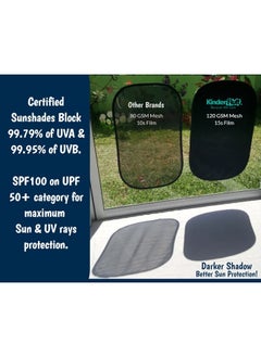 KINDER FLUFF Car Window Shade (4Pack)-The Only Certified Cockpit & Car Window Sun Shade for Baby & Pilots Proven to Block 99.95% UVR -Mom's Choice Gold Award- Aircraft & Car Seat Sun Protection - S  - Image 3