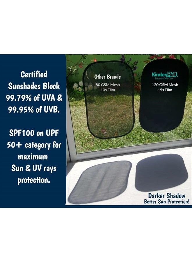 KINDER FLUFF Car Window Shade (4Pack)-The Only Certified Cockpit & Car Window Sun Shade for Baby & Pilots Proven to Block 99.95% UVR -Mom's Choice Gold Award- Aircraft & Car Seat Sun Protection - S - Image 3