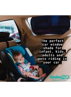 KINDER FLUFF Car Window Shade (4Pack)-The Only Certified Cockpit & Car Window Sun Shade for Baby & Pilots Proven to Block 99.95% UVR -Mom's Choice Gold Award- Aircraft & Car Seat Sun Protection - S  - Image 2