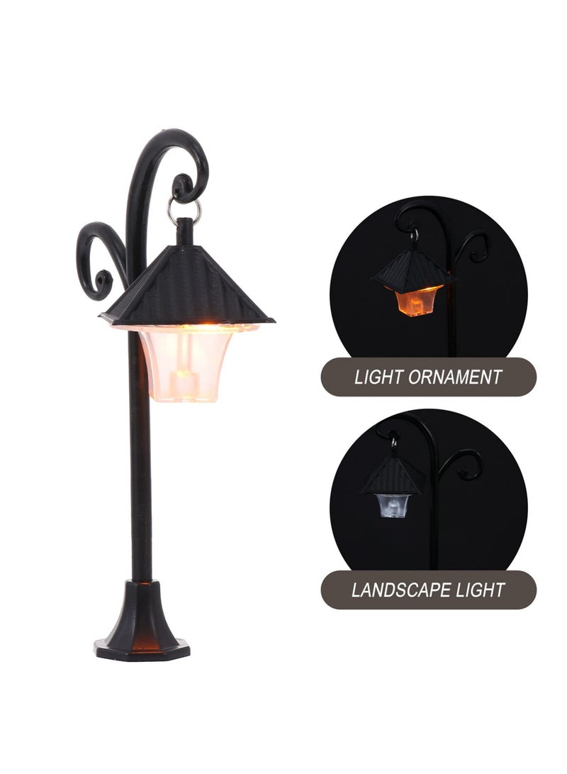 SYOSI Mini Street Light Model, Solar Lamp Post Lights Microscopic Model Lights DIY for Miniature Dollhouse Micro Landscape Fairy Garden Miniature Doll Accessories Lamp Post Black - Image 2