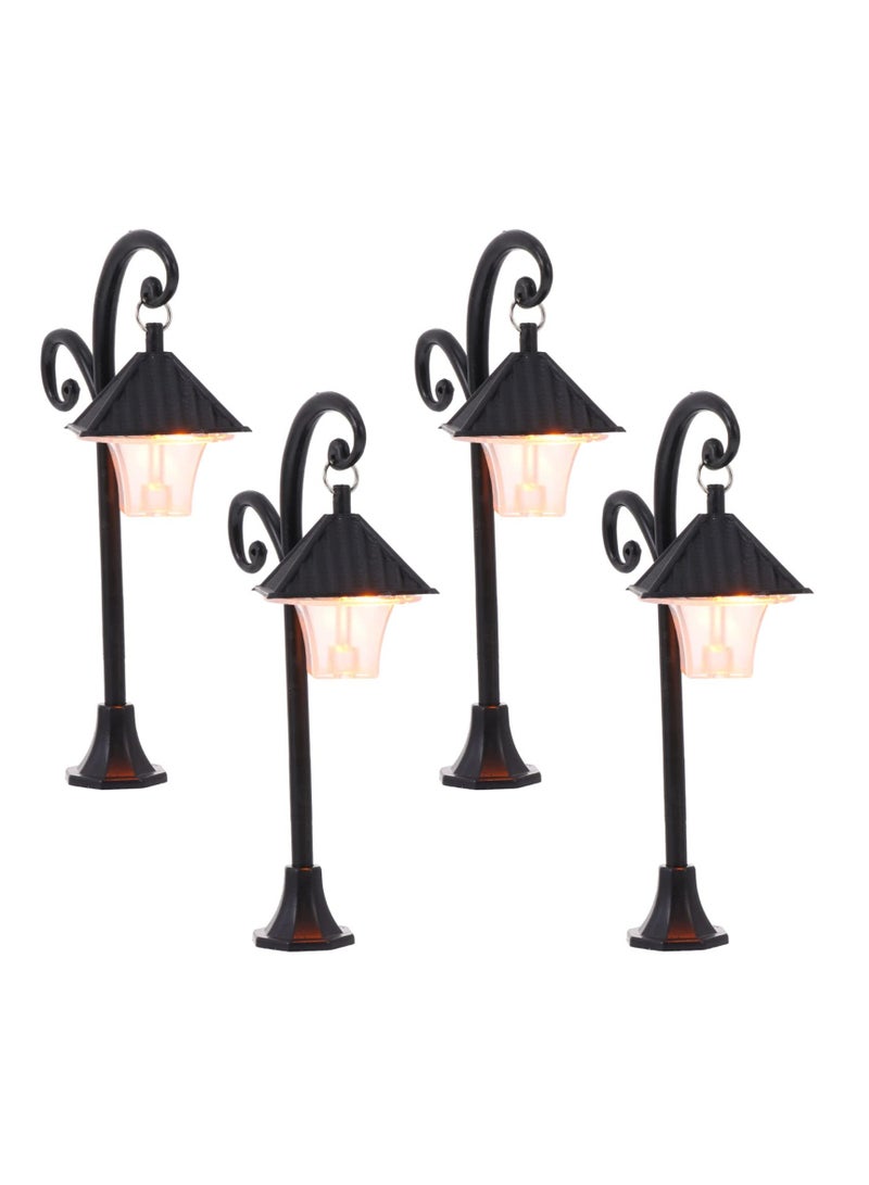 SYOSI Mini Street Light Model, Solar Lamp Post Lights Microscopic Model Lights DIY for Miniature Dollhouse Micro Landscape Fairy Garden Miniature Doll Accessories Lamp Post Black - Image 1